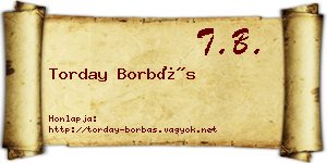 Torday Borbás névjegykártya